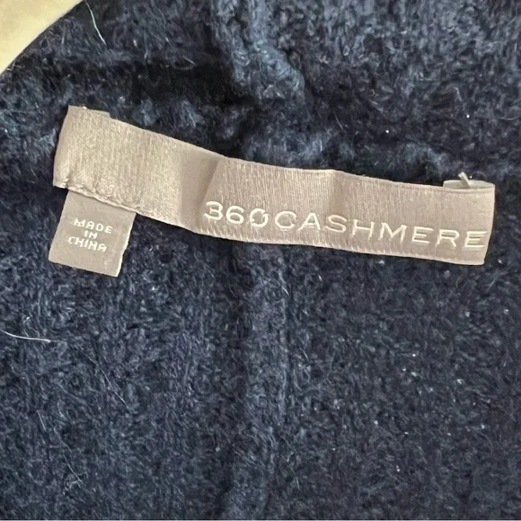 360Cashmere Heather Navy Cashmere Draped Poncho OS - Picture 2 of 7